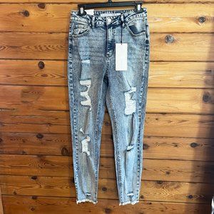 NWT Tinseltown Juniors Ladies Denim Distressed Skinny Mom Jeans Size 5/27